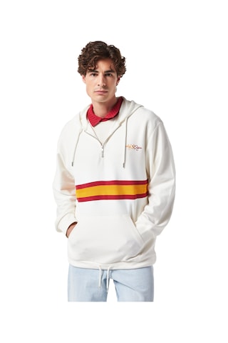 Gsstore X Midground Erkek Fermuarlı Kapüşonlu Sweatshirt E251205 Ekru