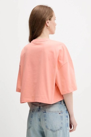 Cropped Boxy Chain Stitch Logo Turuncu Kadın T-shirt-8680 Turuncu