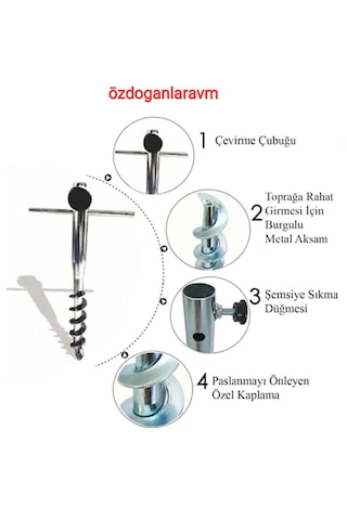 Şemsiye Çadır Bahçe Plaj Yer Sabitleme Demir Sabitleme