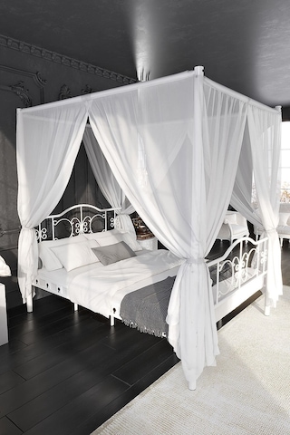 Argimo Pero Sultan Çift Kişilik Metal Beyaz Karyola 140 x 200 Cm (Cibinliksiz)