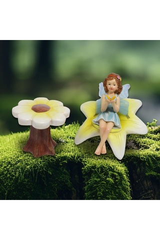 Homyl 3x Çiçek Peri Heykeli Reçine Heykelcik Bahçe Dekorasyon