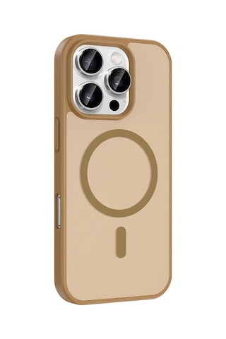 Kılıfist Apple iPhone Uyumlu Uyumlu 16 Pro Max Kılıf M-safe Şarj Özellikli Zore Babet Kapak - Desert Gold