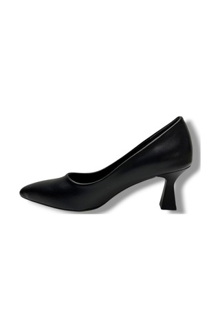 C-shoes 349-26 Cilt Deri Orta Boy Topuklu Kadın Stiletto Siyah