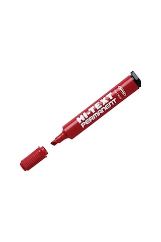 Hi-Text Kesik Uç Kırmızı Permanent Markör 830Pc 12 Adet