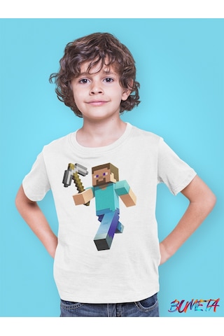 Bumeta Minecraft Steve Karakter Oyun Game Çocuk Tişört T-shirt 001