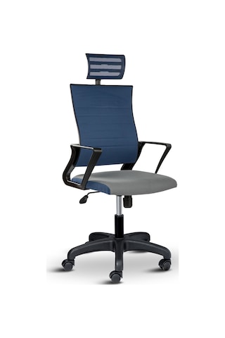 Rigel Başlıklı Ev Ve Ofis Koltuğu Çalışma Koltuğu Gri Mavi