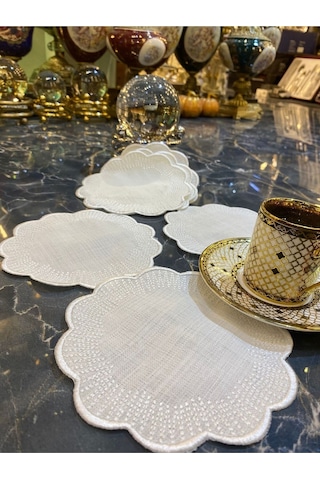Shems Krem 6'lı Linen Keten Kahve Yanı Kokteyl Sunum Parti Peçete Krem