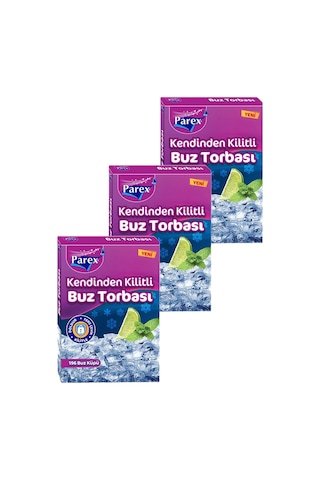 Kendinden Kilitli Buz Torbası 196 Buz Küpü Üçlü Set