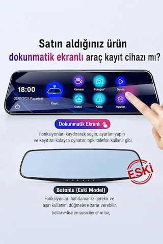 2k Ekran Tam Dokunmatik 9.66 Dikiz Ayna Araç Içi Kamera 1080p Arka