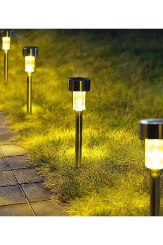 10 Adet Metal Kasa Güneş Enerjili Dış Mekan Saplamalı Solar Aydınlatma Bahçe - Balkon Ledi Çok Renkli