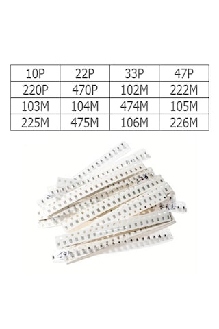 0805 Smd Kapasitör Set 16 Tip 320 Parça Yüzey Montaj Film Seramik