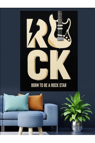 "rock" Minimalist Poster Dekoratif Kanvas - Mdf Ahşap Tablo