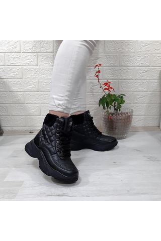 M.p 1408 Siyah Kaymaz Taban 18cm Kısa Bayan Bot 001