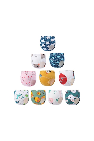 Ximistore9 Bebek Kullanıma Hazırlanabilir Pamuklu Bez, 6 Katlı Bez, Su Geçirmez, Emici Ve Nefes Alır, Eğitim Kısaşısı - Küçük Dinozor M 2XL