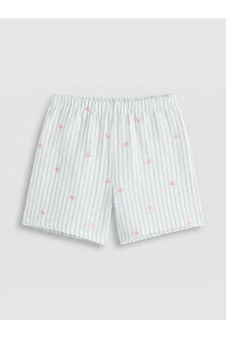 Lc Waikiki Beyaz Fiyonk Baskılı Kız Çocuk Müslin Pijama Şort