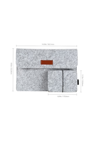 Vkemall 13.3 İnç Apple Macbook İçin Dört Bölmeli Felt Kılıf - Mouse Ve Şarj Cihazı Çantası İle Gri Koruyucu Torba Gri