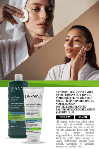 Yüz Toniği Ve Nemlendirici Cilt Bakım 2'li Set C Vitaminli Bambulu Ve Yeşil Çay Özlü Yüztemiz