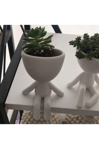 Insansı Saksılar Çiçeksiz Üçlü Beyaz Set