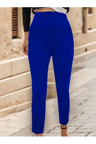 Efnaz Style Kadın Çima Detay Ithal Krep Pantolon Saks Mavi
