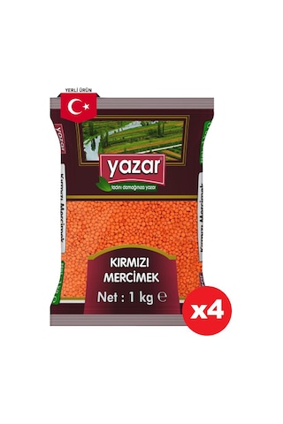 Yazar Yerli Kırmızı Mercimek 4 x 1 KG