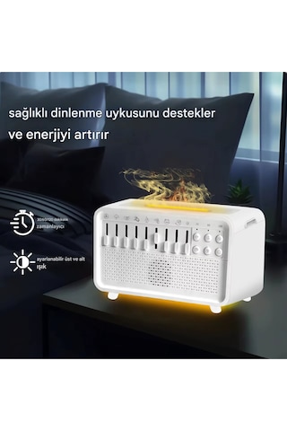 3in1 Işıklı Doğa Sesli Uyku Yardımcısı Buharlı Hava Nemlendirici Ve Bluetooth Hoparlör Cihazı
