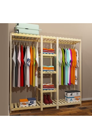 Dula - Açık Ahşap Gardırop