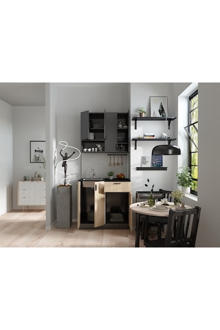 Antrasit Gövde -ahşap Detaylı Mutfak Dolabı Alt -üst Modül