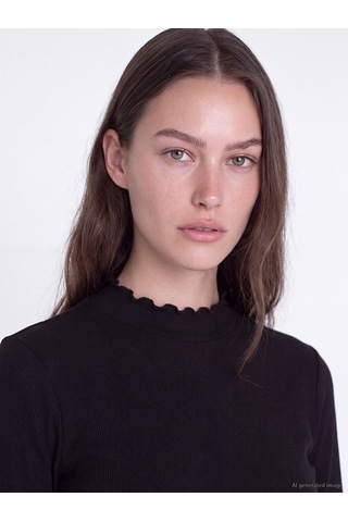 Lcw Modest Siyah Dik Yaka Kadın Fitilli Body