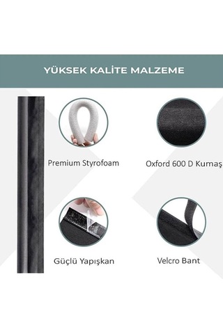 Kapı Altı Rüzgar Önleyici, Isı Yalıtım Süngeri, Eşik Altlığı, Soğuk Geçirmez 1 Adet Siyah