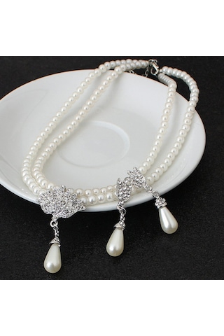 Vkemall Gelin Takı Seti: Damla Perl Yüzük Ve Küpe, Allüminyum Malzeme, Zengin Stilde Gelinlik Aksesuarı, Eleganlığa Doğru Gümüş