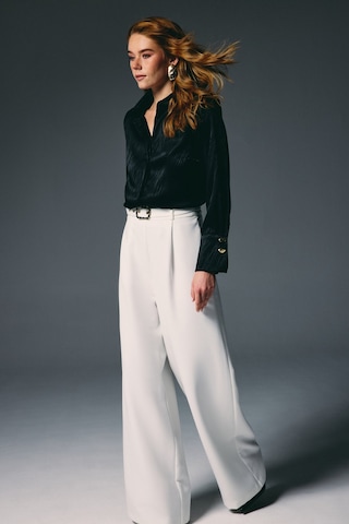 Sateen Kemerli Bol Pantolon - Ekru-136822 Ekru