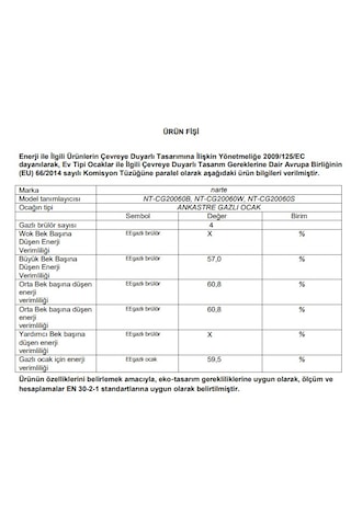 Narte CG20060B Cam Ankastre Ocak