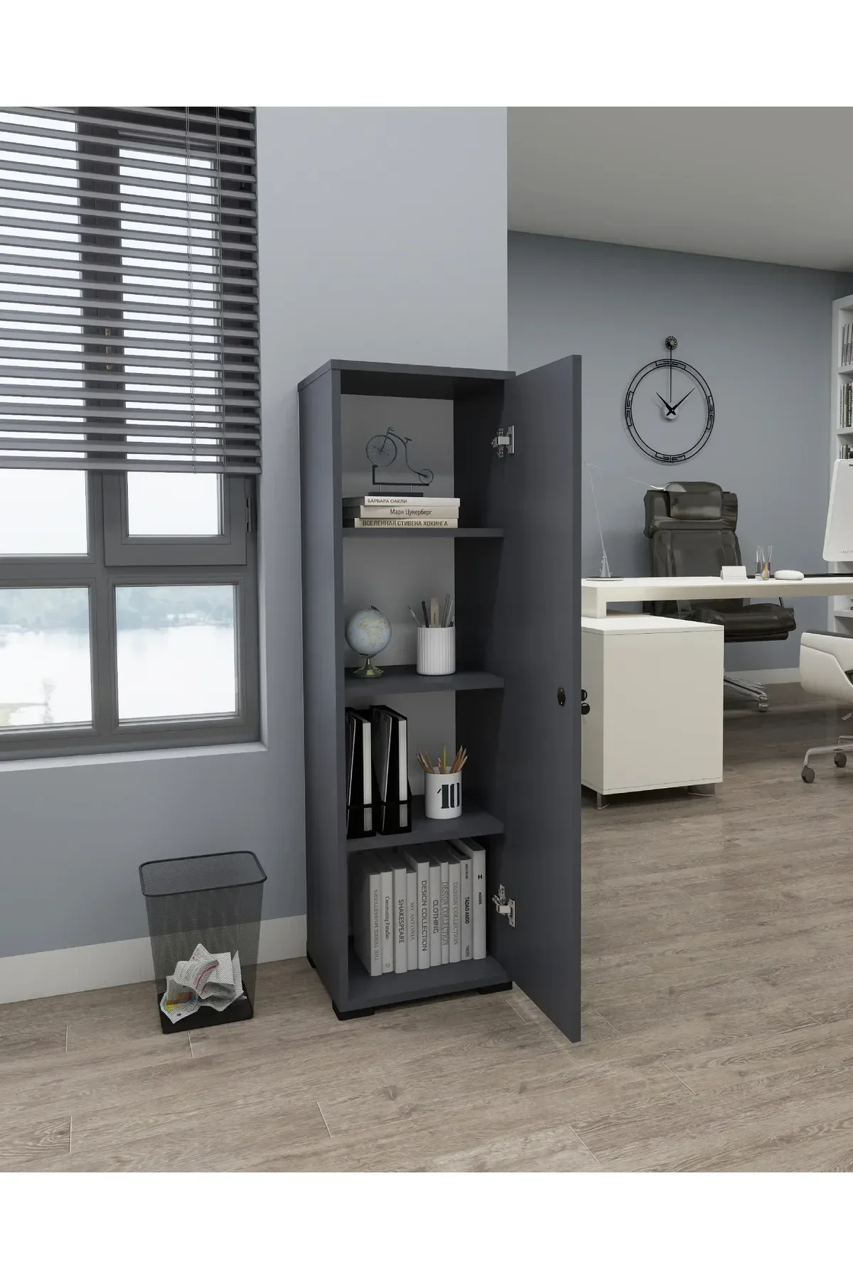 Kilitli Çok Amaçlı Dolap Ofis Mutfak Banyo İçin Kilitli Dolap Antrasit