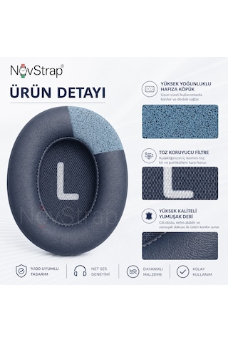 Novstrap Jbl Tune 700bt 710bt 720bt 750btnc 760nc 770nc İle Uyumlu Yedek Kulaklık Pedi Süngeri + Kafa Bandı Seti Lacivert