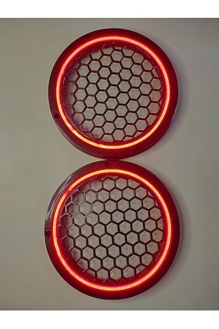 Hoparlör Kapağı 16 Cm Ledli 2'li Takım - Kırmızı