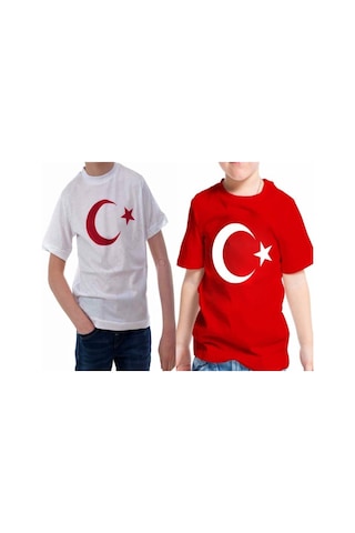 Kırmızı Bayraklı Tişört Ayyıldız Tişört Bayrak Tişört