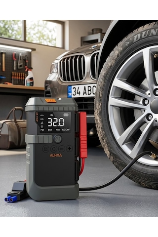 Akıllı Lastik Şişirme Kompresörü Akü Takviye Özellikli Led Fenerli Taşınabilir Güç Ünit
