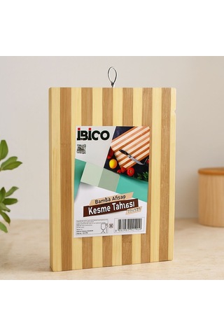 Bambu Kesme Tahtası 22x32x1.3 Cm Metal Kulplu Açık Ceviz