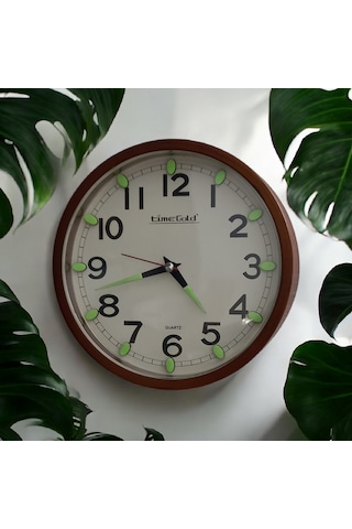 Time Gold Fosforlu Çocuk Odası Küçük Eskitme Duvar Saati Çap 22 Cm Sessiz Akar Saniye Eskitme