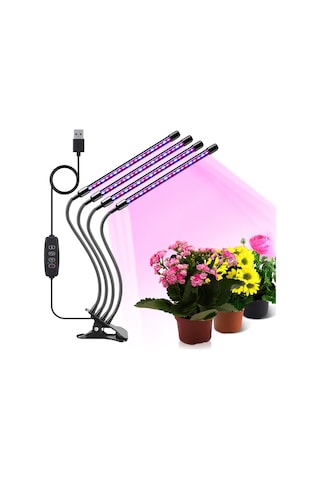 Xindoker Usb Bağlantılı Kırmızı Ve Mavi Spektrumlu 4'lü Led Bitki Büyütme Lambası, 9 Parlaklık Seviyesi Ve Zamanlayıcı Özellikli Diğer