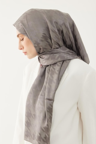 Mirsoy Scarf Kazayağı Desen Parlak Jakar Şal - Gri Gri
