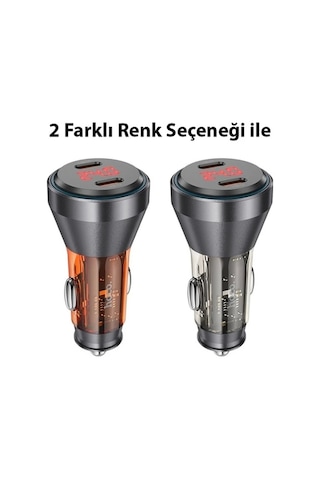 Hoco Nz12c Graceful Pd60w 2 Type-c Girişli Araç Çakmaklı Hızlı Şarj Aleti