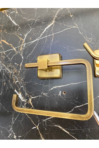 İsaoğlu Yapı Antik Gold Tuvalet Kağıtlığı Mat Gold Kağıtlık Antik Eskitme Aksesuar Tuvalet Kağıtlık Gold