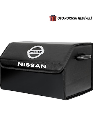 Nıssan Marka Logolu Oto Bagaj Organizer Çanta Oto Bagaj Çantası 2 Bölmeli Suni Deri Boyutlar : 48 Cm X 31 Cm X 29 Cm