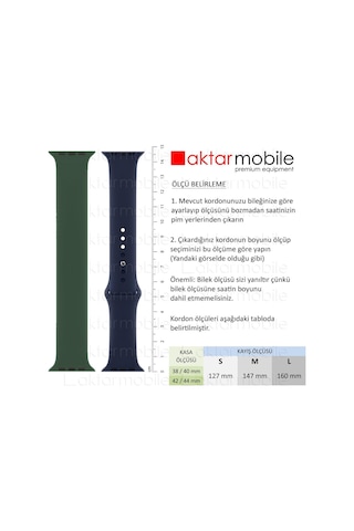 Apple Uyumlu  Watch Silikon Kordon Solo Loop Kayış Tek Parça - 10 Renk