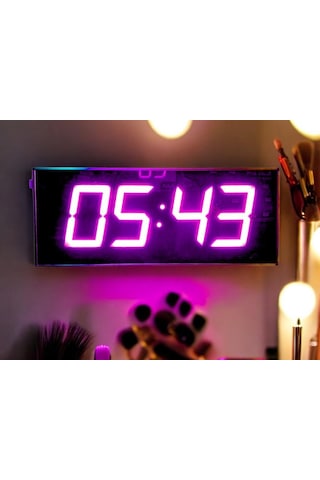 Dijital Led Duvar Ve Masa Saati Derece Ve Nem - Pembe Kasa Ölçüsü: 16x40 Cm
