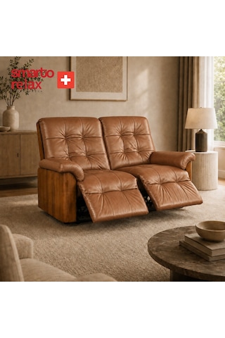 Smarto Relax Berlin İkili Yatar Ayak Uzatmalı Ergonomik Deri Tv Koltuğu Baba Koltuğu Kahverengi