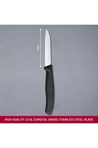 6.7403 Swissclassic 8cm Düz Soyma Bıçağı, Siyah Çok Renkli