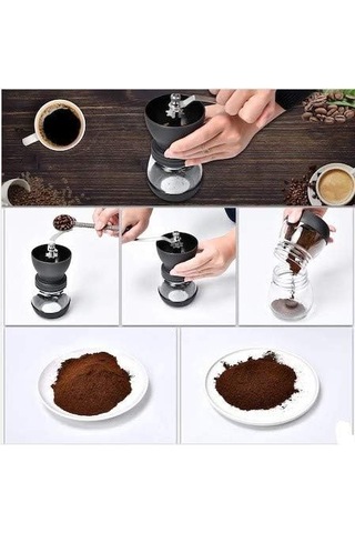 Kahve Değirmeni Öğütücü 2 Hazneli Filtre Kahve Siyah