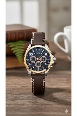 For Motion Erkek Kol Saati Altın Ve Gümüş Renk, Siyah Kadran - 010658f, 2 Yıl Garantili Bakır